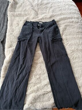 Wide Leg Cargo Jeans in Black — Relaxed Flare